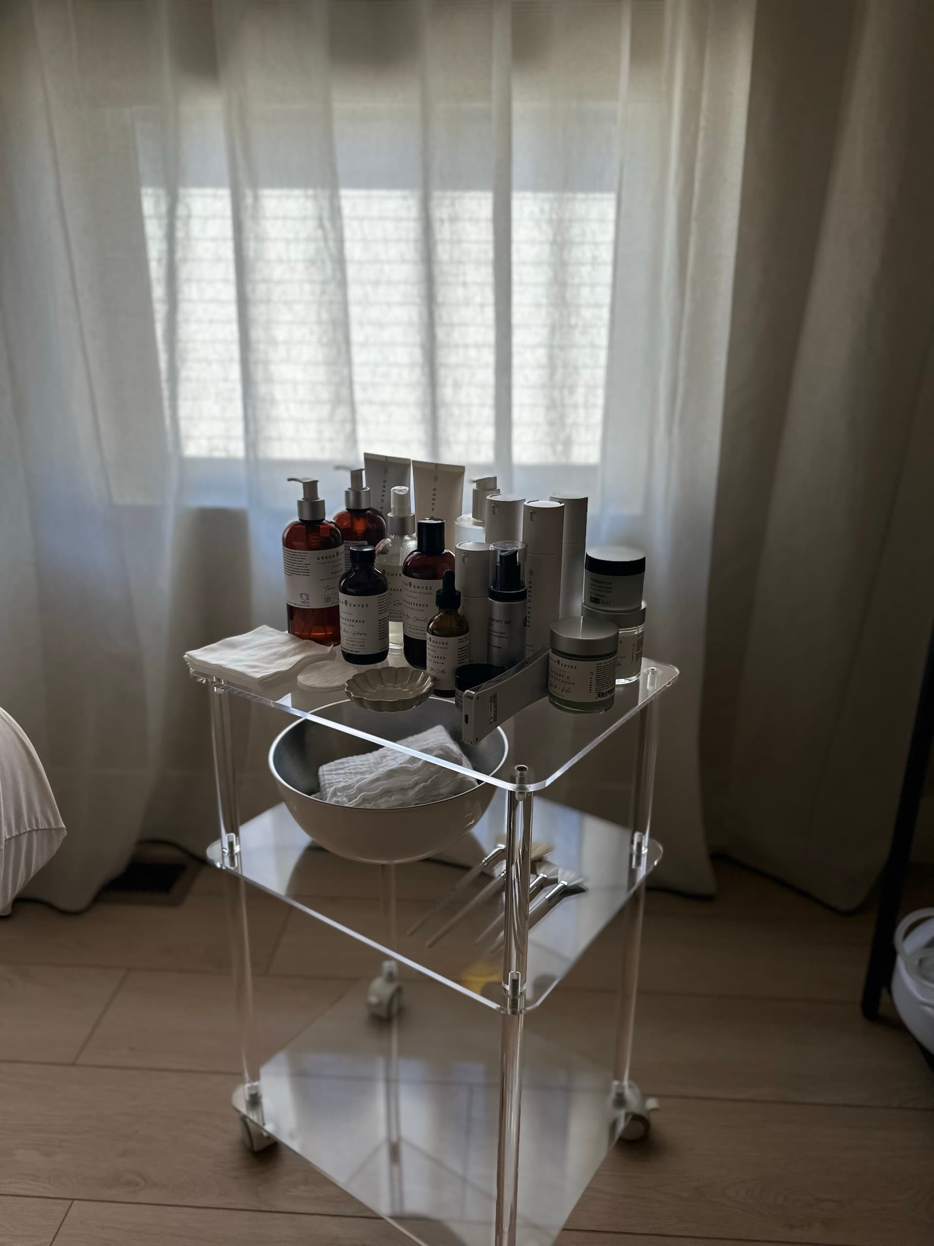 Product cart with curated skincare products